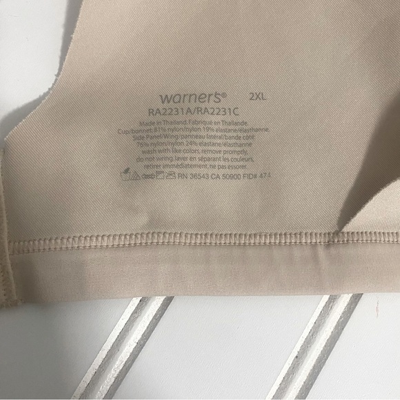 Warner's No Side Effects Underarm-Smoothing Comfort Bra 2XL RA2231A /RA2231C - Picture 6 of 7